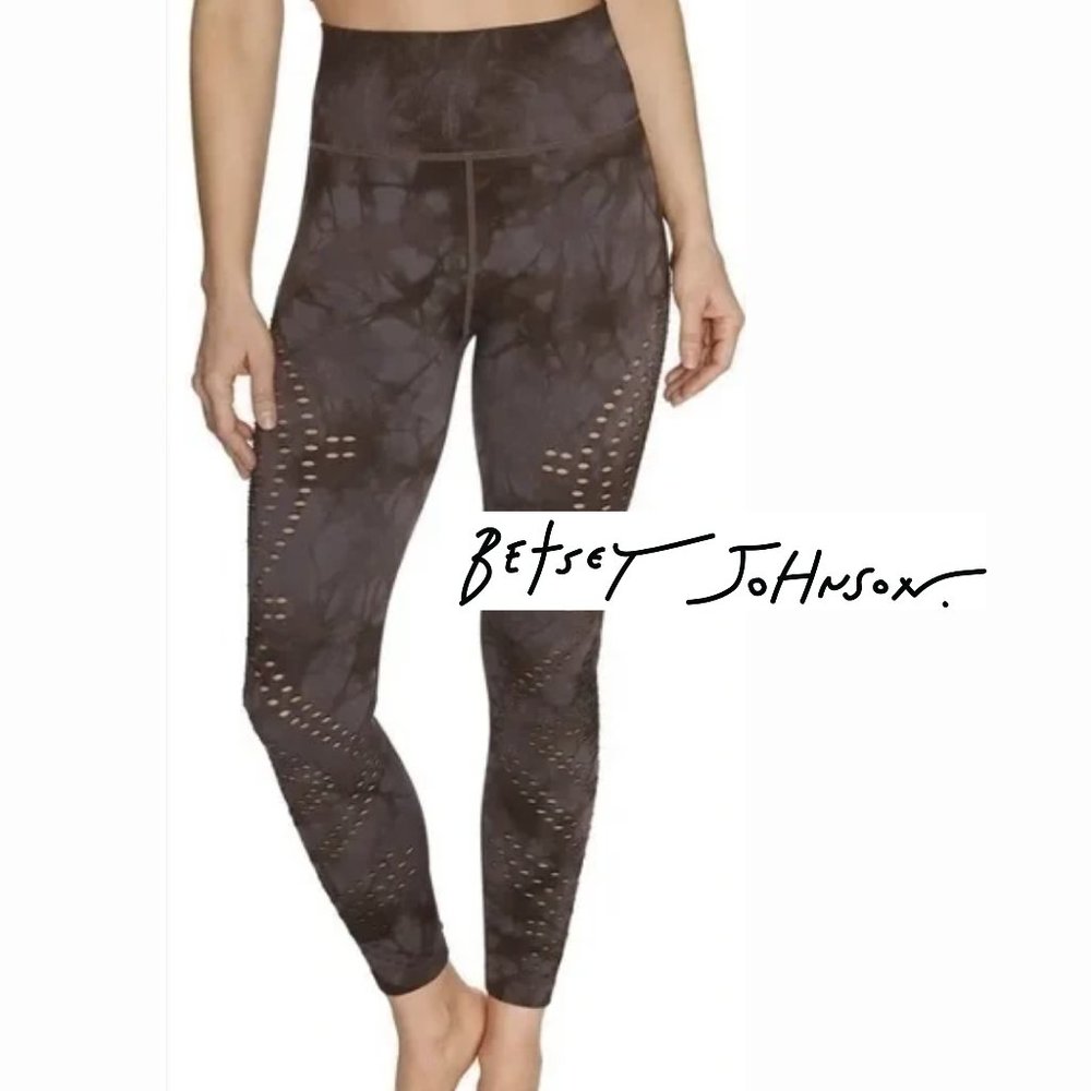 Betsey Johnson Tie Dye Gray Brown High Waisted Seamless 7/8 Leggings